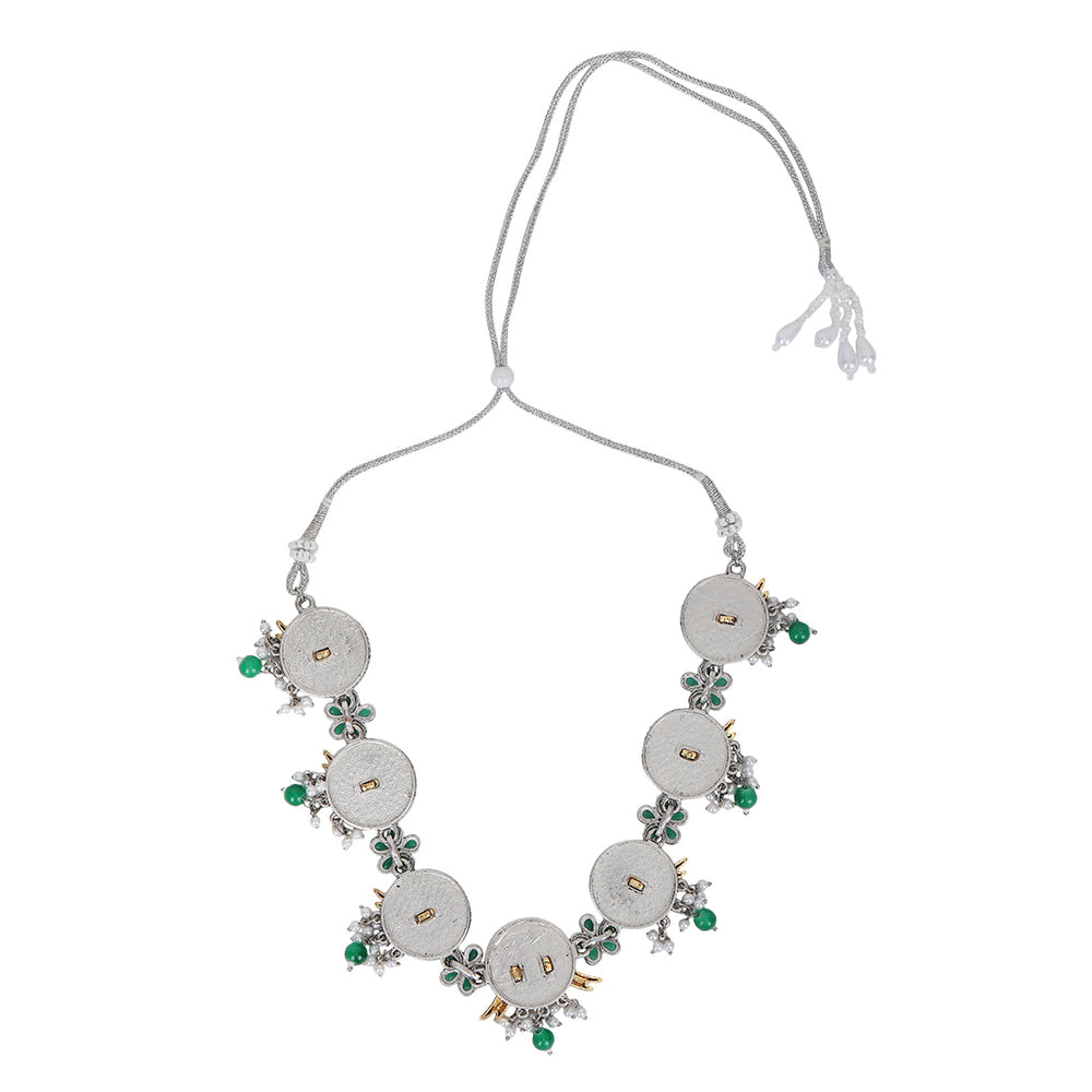 Auraa Trends Silver Plated Stone Studded Jewellery Set