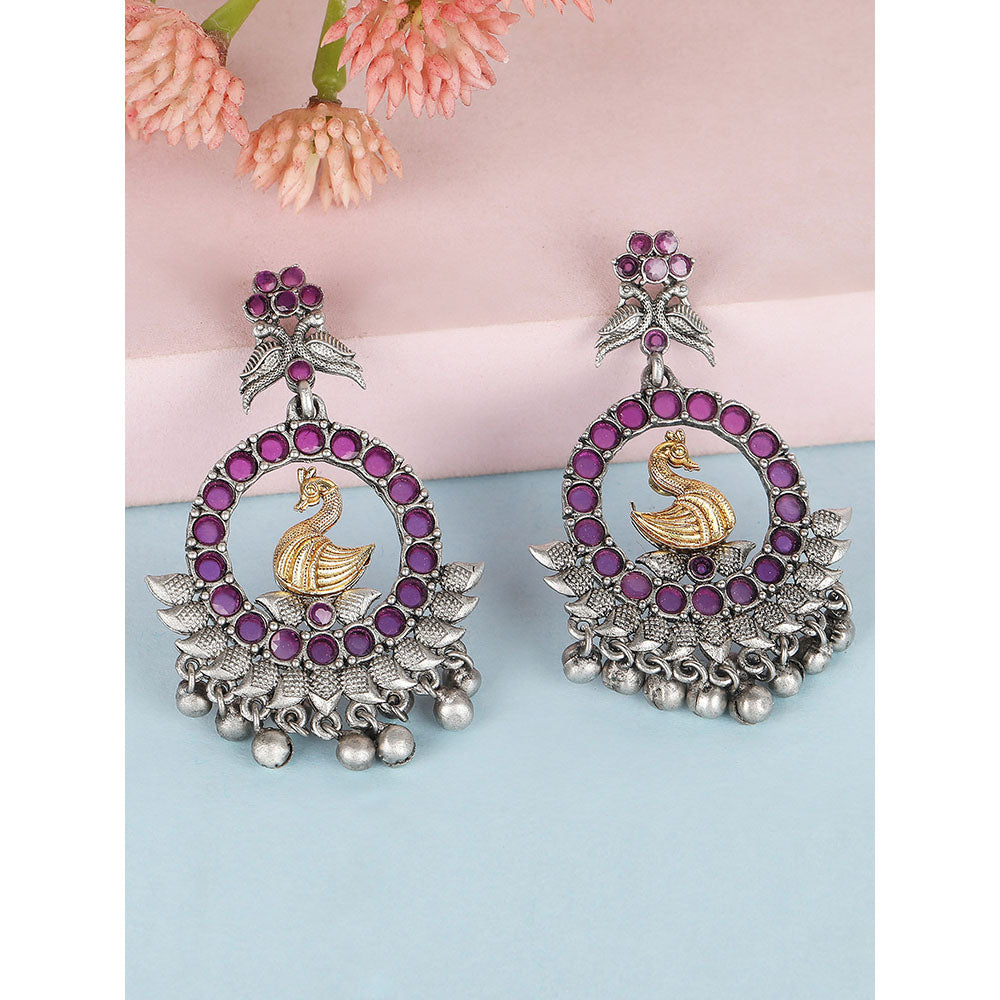 Auraa Trends Stone Studded Swan Design Drop Earring