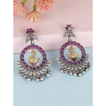 Auraa Trends Stone Studded Swan Design Drop Earring