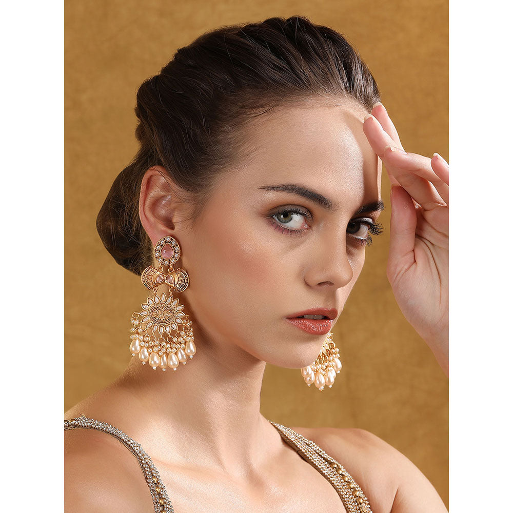 Auraa Trends Gold Toned Classic Drop Earring Silver Plated