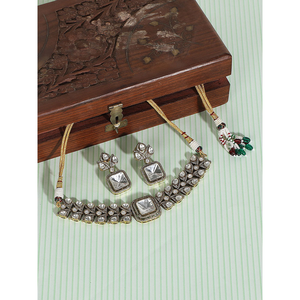 Auraa Trends White Stones Exquisite Necklace and Earrings