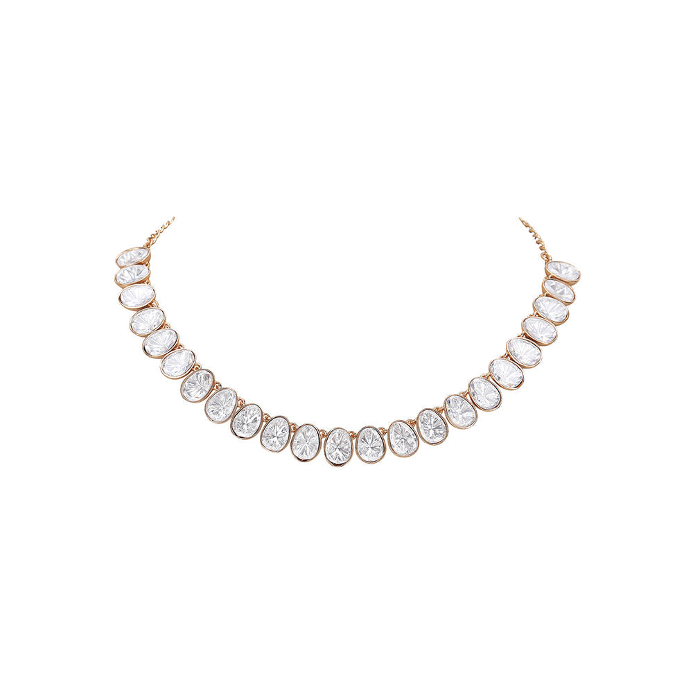 Auraa Trends Women White Stone Necklace and Earrings