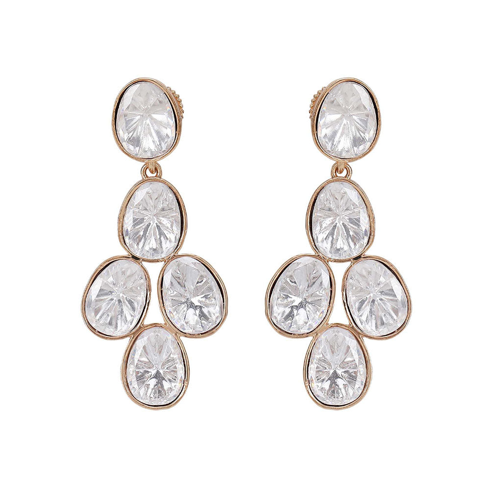 Auraa Trends Women White Stone Necklace and Earrings