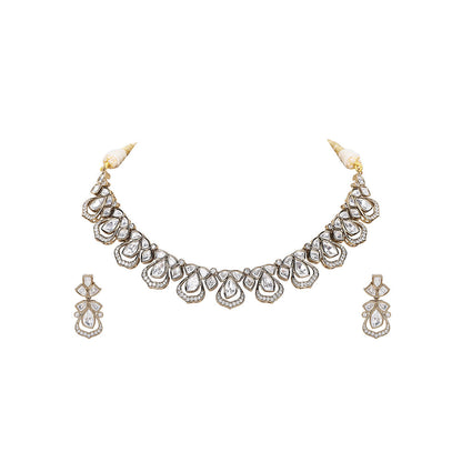 Auraa Trends Gold Stone Choker Necklace and Earrings