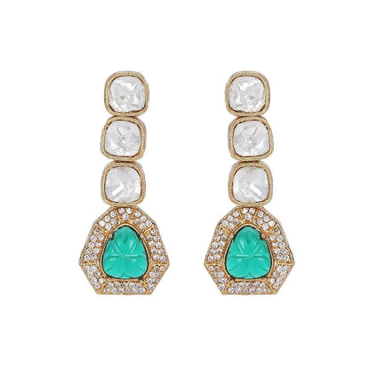Auraa Trends Elegant Polki Ruby and Emerald Accents Necklace Set