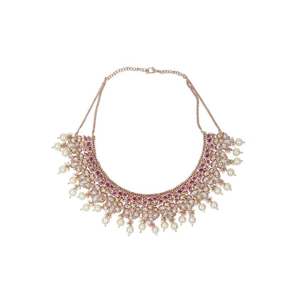 Auraa Trends Elegant Pink Kundan Stones Bridal Necklace Set