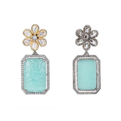 Auraa Trends Elegant Floral Mint Green Stone Drop Earrings