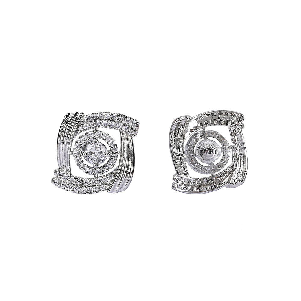 Auraa Trends Elegant Rose-Inspired Diamond Stud Earrings
