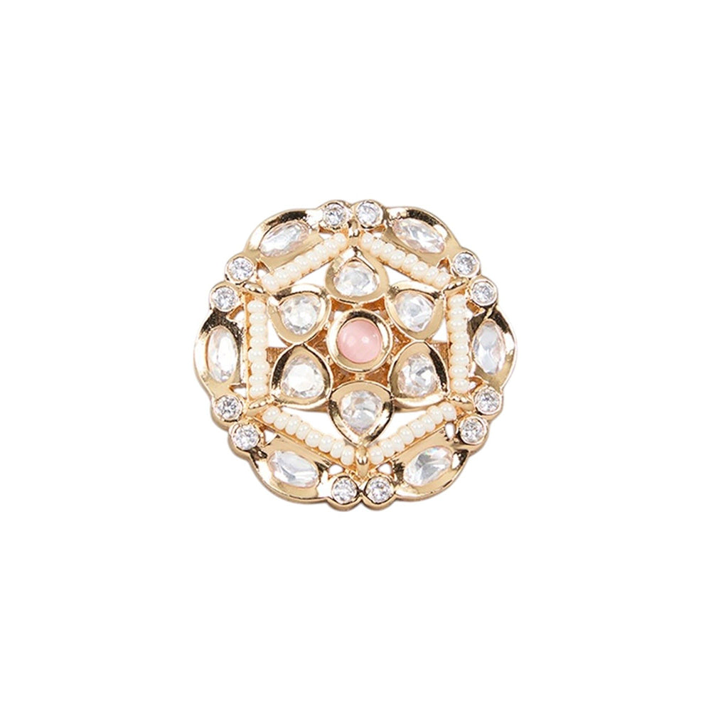 Auraa Trends Gold Finish Pearl Moissanite Ring