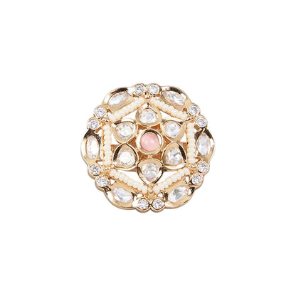 Auraa Trends Gold Finish Pearl Moissanite Ring
