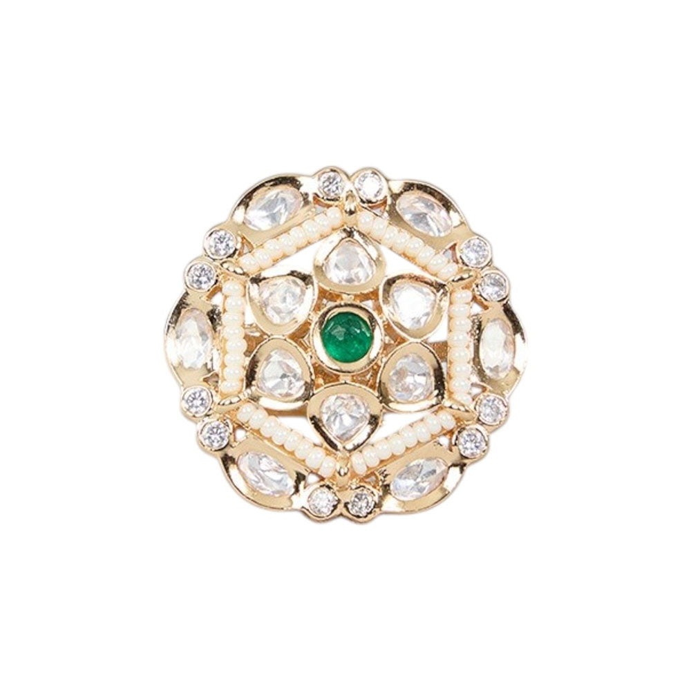 Auraa Trends Gold Finish Gemstone Floral Ring