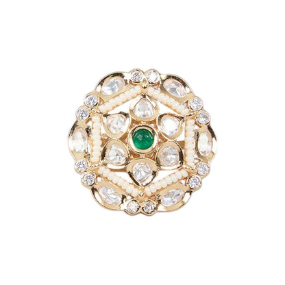 Auraa Trends Gold Finish Gemstone Floral Ring