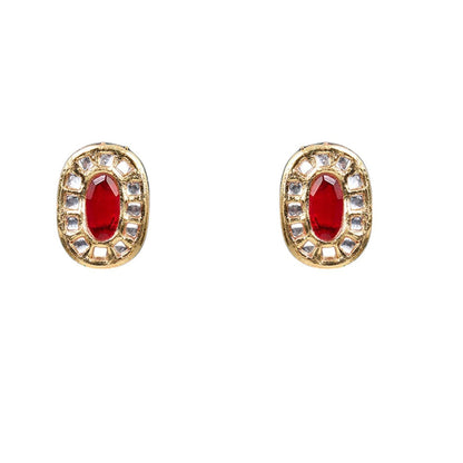 Auraa Trends Gold Finish Multi-Colored Gemstone Necklace & Earrings Set