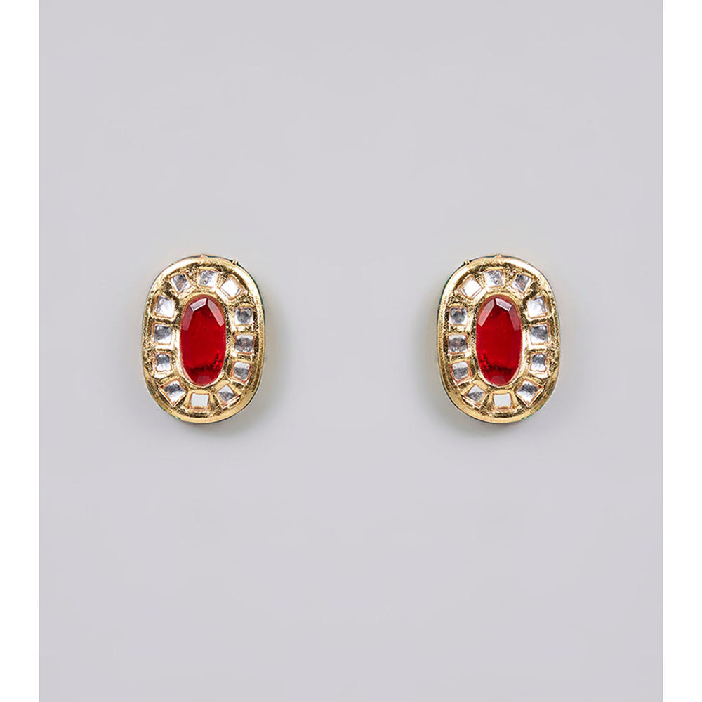 Auraa Trends Gold Finish Multi-Colored Gemstone Necklace & Earrings Set