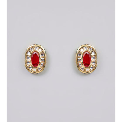 Auraa Trends Gold Finish Multi-Colored Gemstone Necklace & Earrings Set