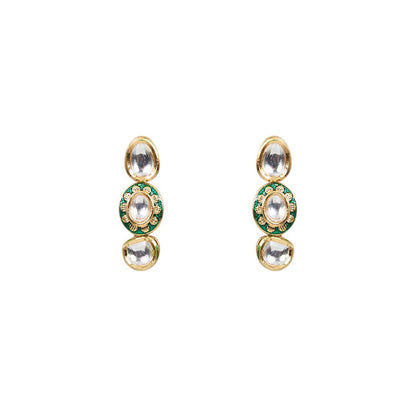 Auraa Trends White Gold Finish Uncut Kundan Polki Layered Necklace & Earrings Set