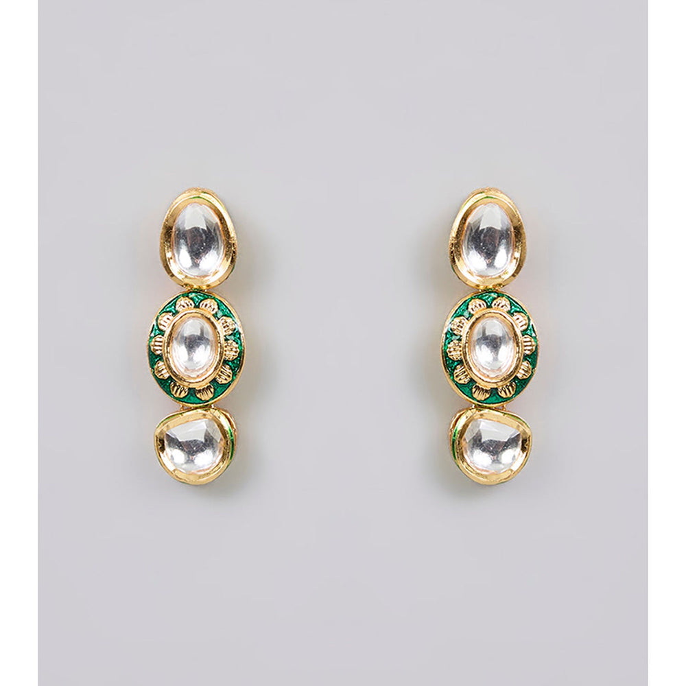 Auraa Trends White Gold Finish Uncut Kundan Polki Layered Necklace & Earrings Set