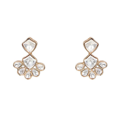 Auraa Trends White Gold Finish Kundan Polki Pendant Necklace & Earrings Set