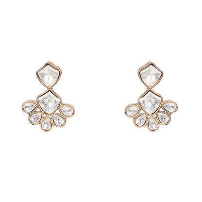 Auraa Trends White Gold Finish Kundan Polki Pendant Necklace & Earrings Set