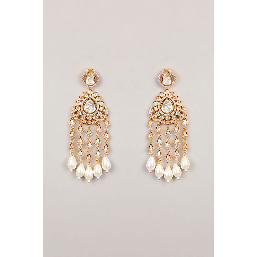 Auraa Trends Elegant White Kundan and Pearl Dangler Necklace Set