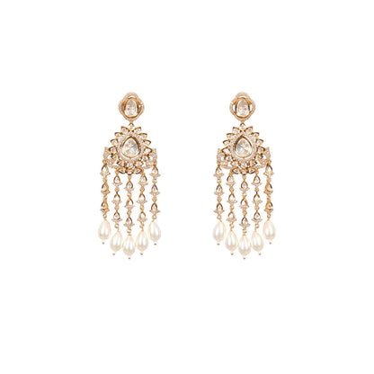 Auraa Trends Elegant White Kundan and Pearl Dangler Necklace Set