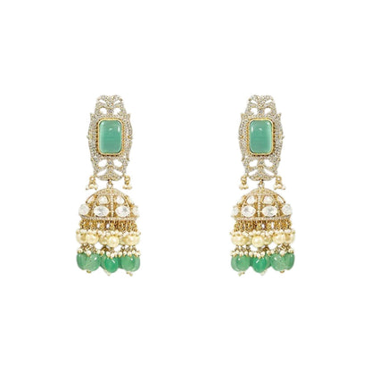 Auraa Trends Gold-Plated Kundan and Green Bead Choker Necklace Set