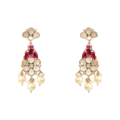 Auraa Trends Gold-Plated Kundan and Pearl Stone Jewellery Set