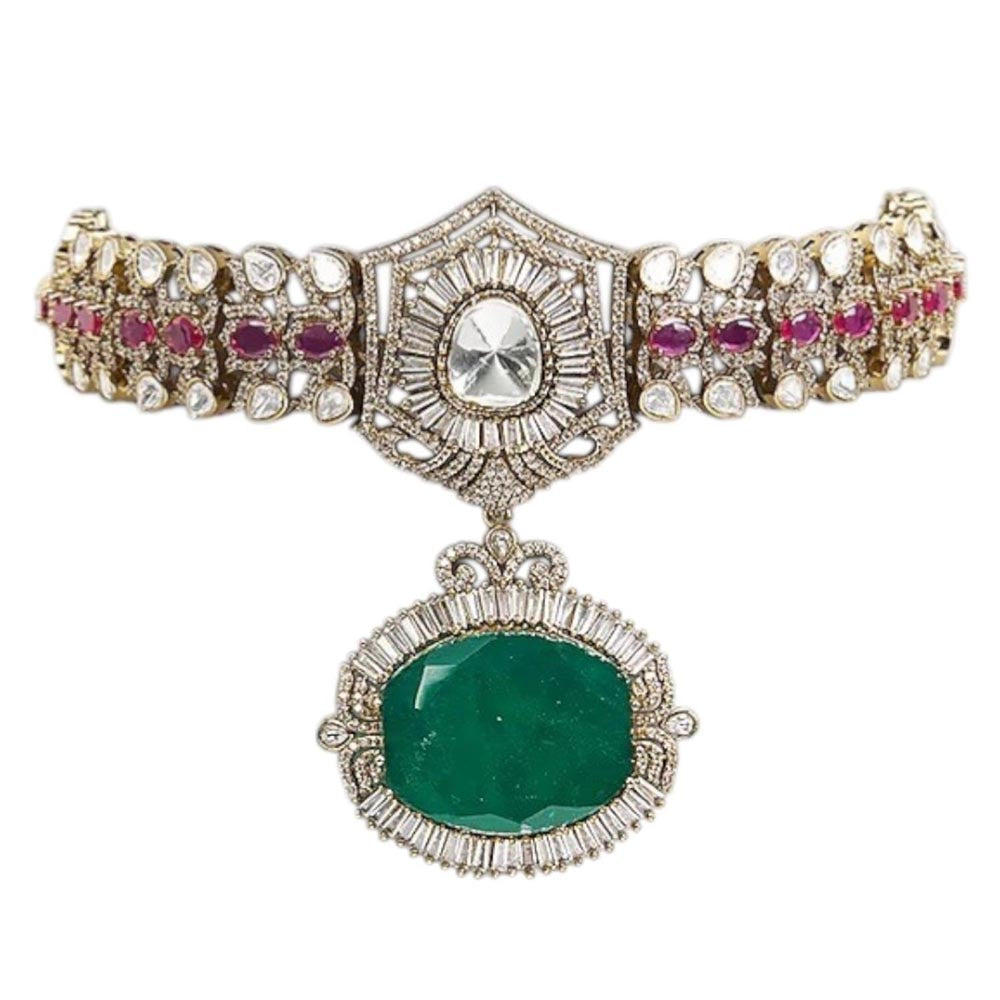 Auraa Trends Regal Multi-Color Kundan Stone Choker Necklace Set
