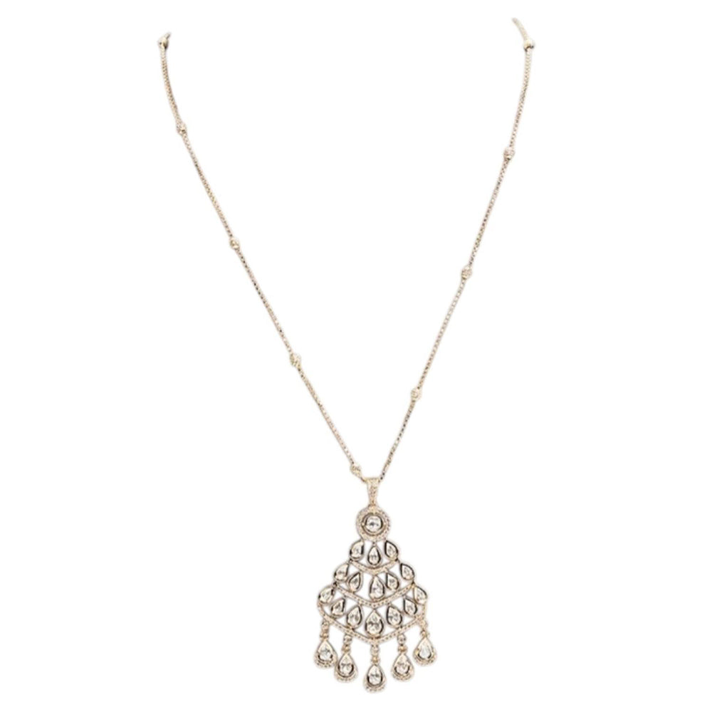 Auraa Trends Delicate Gold-Plated Kundan Pendant Necklace Set