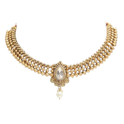 Auraa Trends Elegant Gold-Plated Kundan Choker Necklace Set