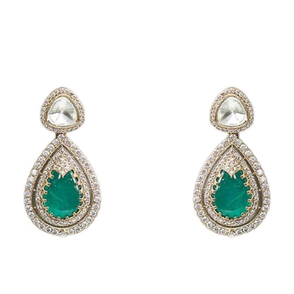 Auraa Trends Elegant Green Kundan Layered Jewellery Set