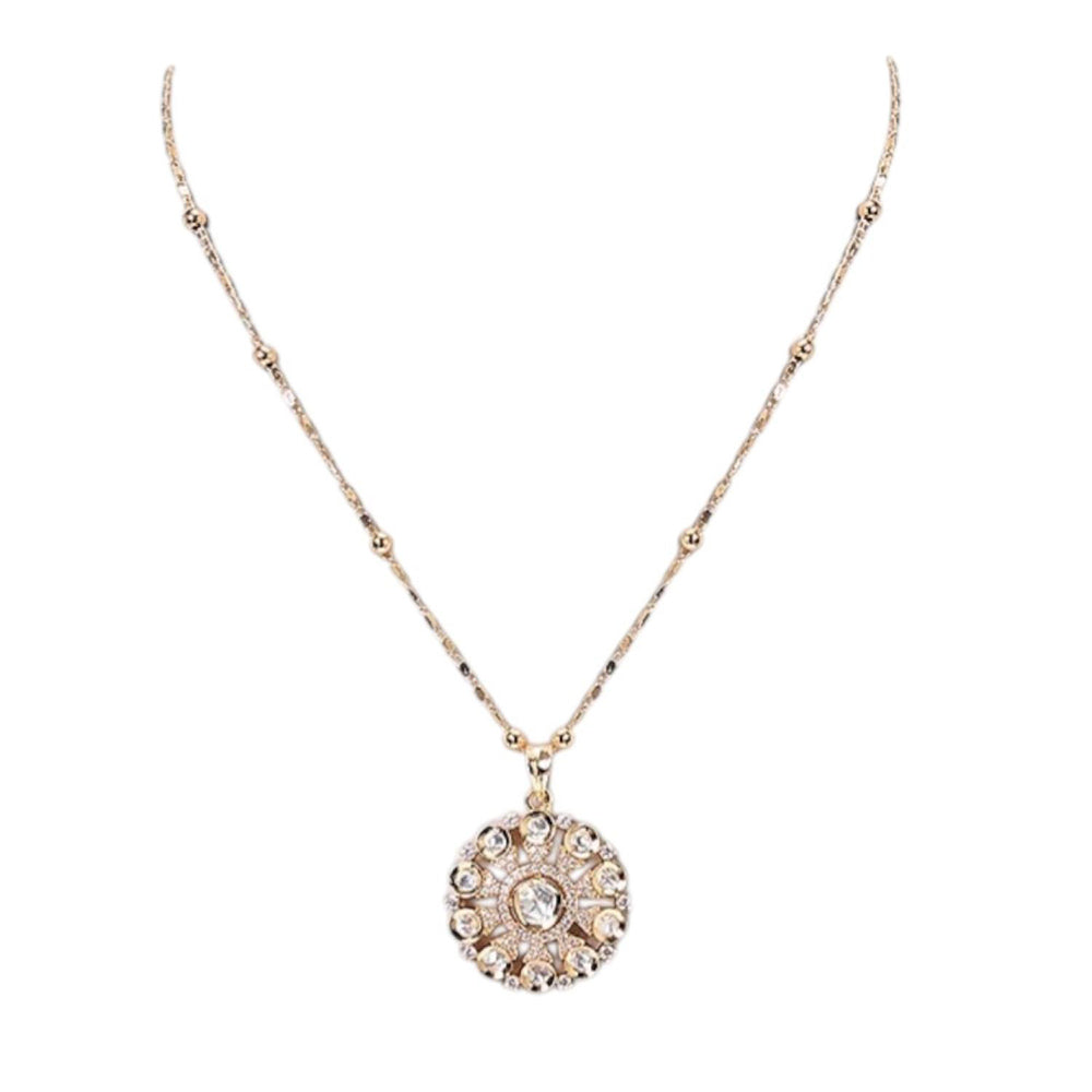 Auraa Trends Delicate Floral Kundan Pendant Necklace Set