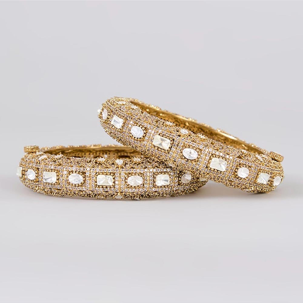 Auraa Trends Royal Gold-Plated Kundan Intricate Handcrafted Kadas