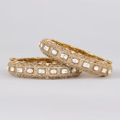 Auraa Trends Royal Gold-Plated Kundan Intricate Handcrafted Kadas