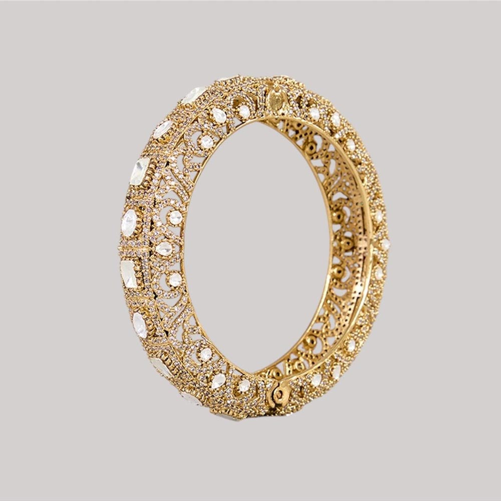 Auraa Trends Royal Gold-Plated Kundan Intricate Handcrafted Kadas