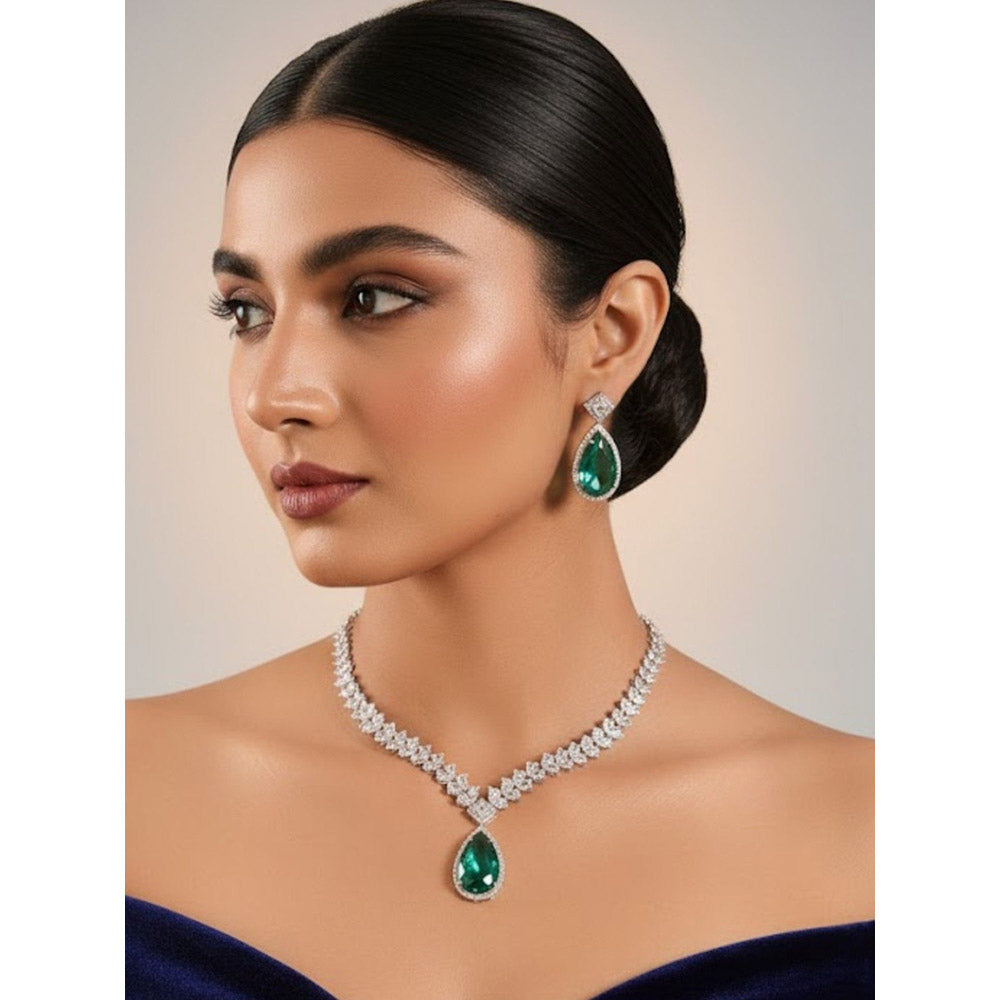 Auraa Trends Elegant Diamond Cut Zircon Jewellery Set