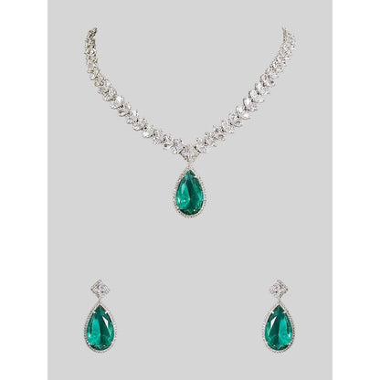 Auraa Trends Elegant Diamond Cut Zircon Jewellery Set