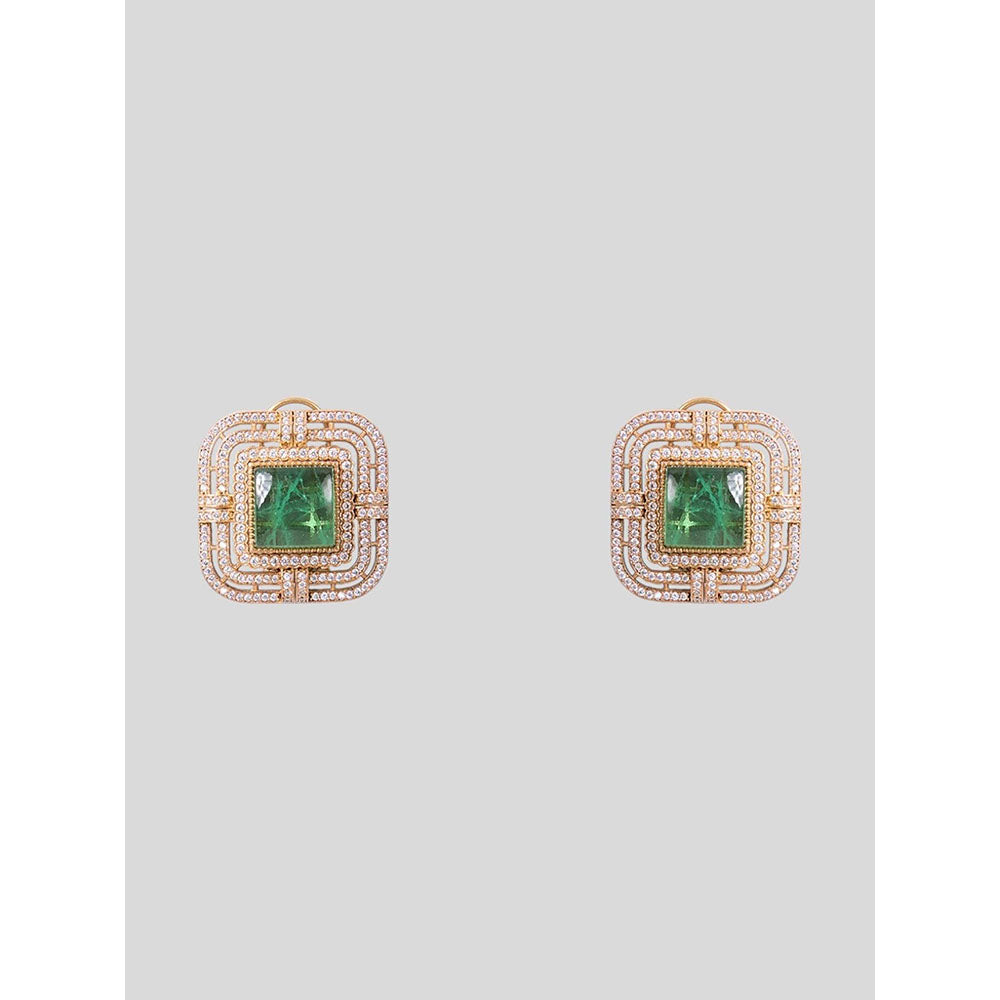Auraa Trends Gold Finish Zircon and Ruby Stone Jewellery Set