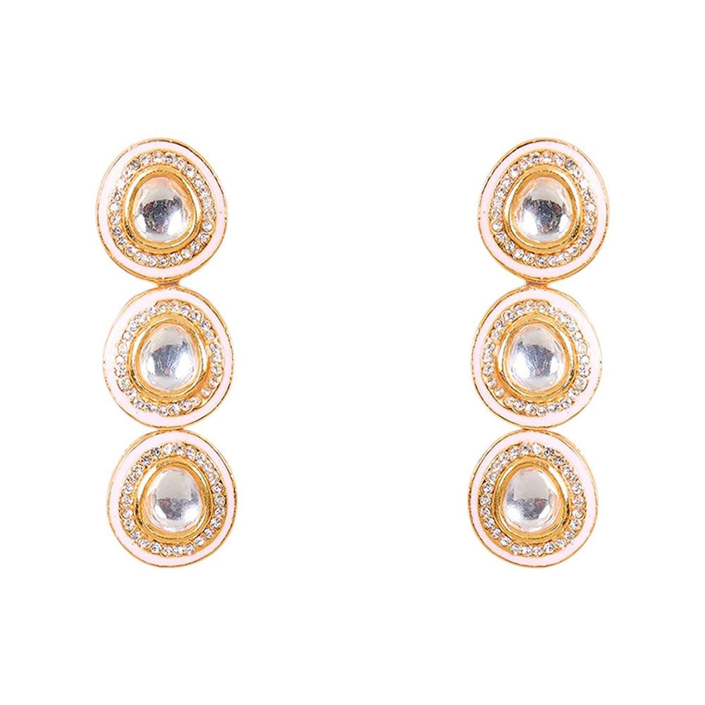 Auraa Trends Gold Finish Kundan Polka White Stone Choker Jewellery Set