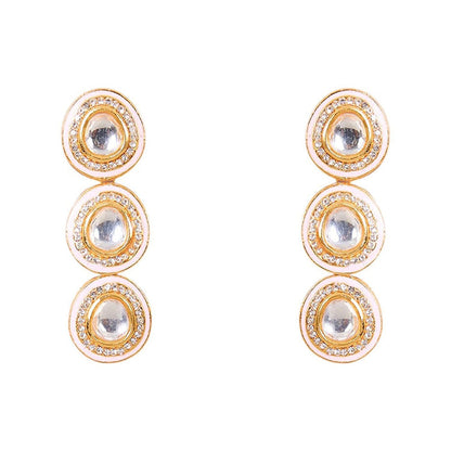 Auraa Trends Gold Finish Kundan Polka White Stone Choker Jewellery Set