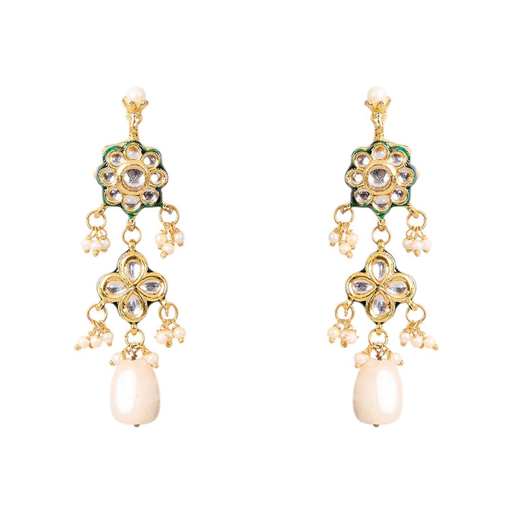 Auraa Trends Gold Finish Kundan Polka and Multi-Coloured Stone Jewellery Set