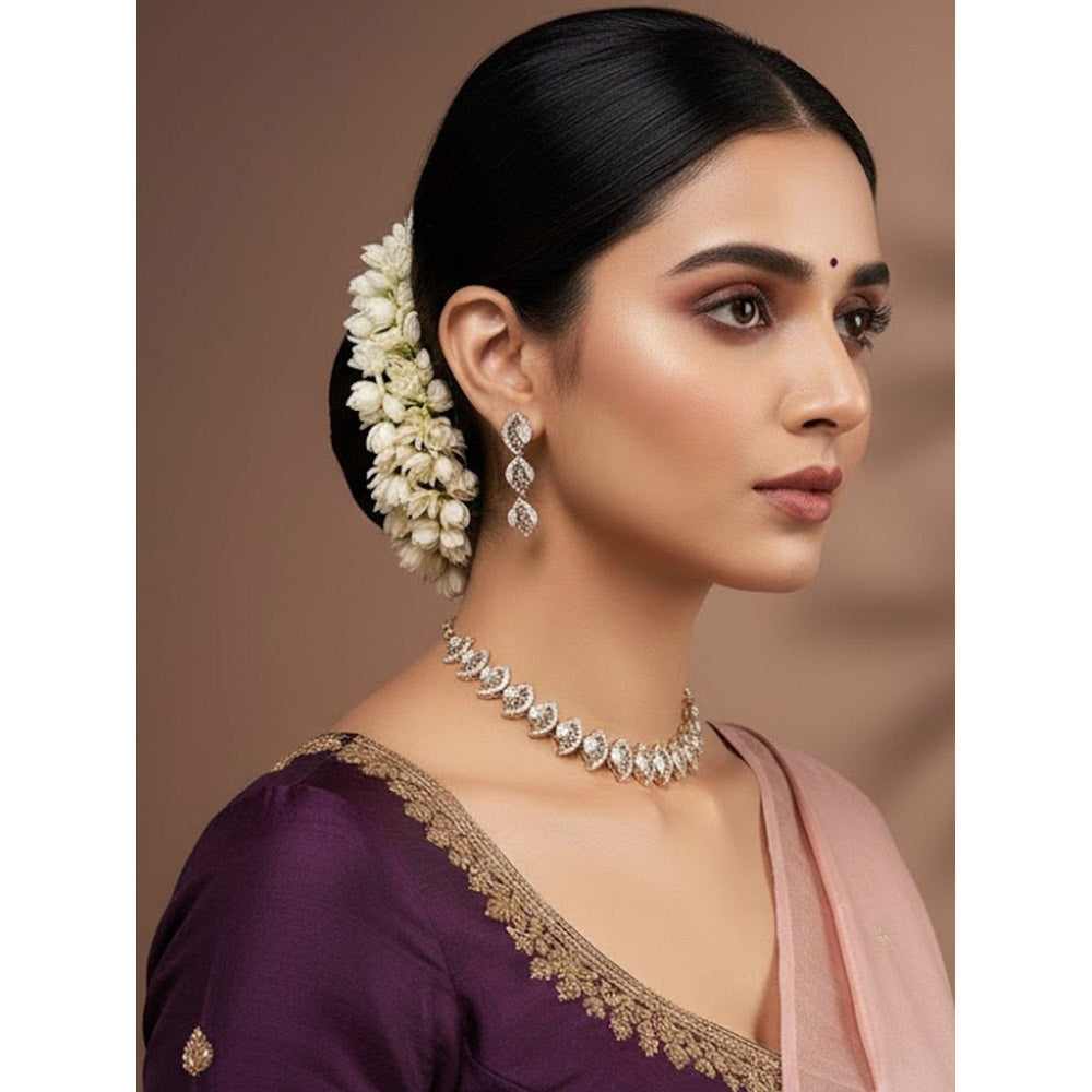 Auraa Trends Gold Finish Kundan Polka Choker Jewellery Set