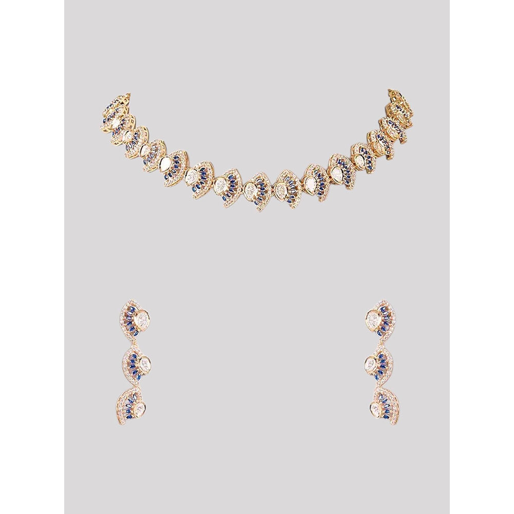 Auraa Trends Gold Finish Kundan Polka Choker Jewellery Set