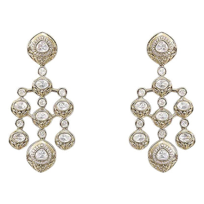 Auraa Trends Gold Finish Kundan Polka and Pearl Jewellery Set