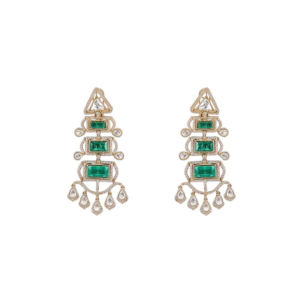 Auraa Trends Statement Green Stone Kundan Choker Jewellery Set