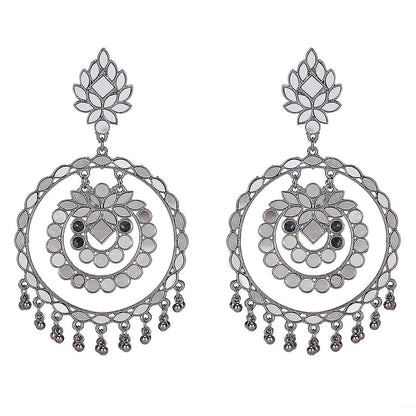 Auraa Trends Traditional Oxidized Mirror Work Earrings