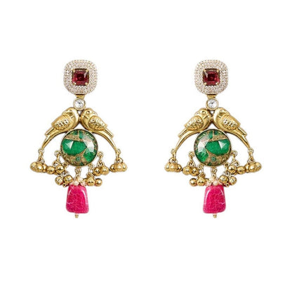 Auraa Trends Exquisite Green and Ruby Traditional Jewellery Set
