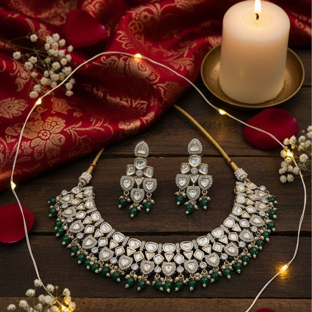 Auraa Trends Diamond and Emerald Jewellery Set
