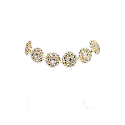 Auraa Trends White Gold-Plated Circular Kundan Choker Jewellery Set with Pearls for Women