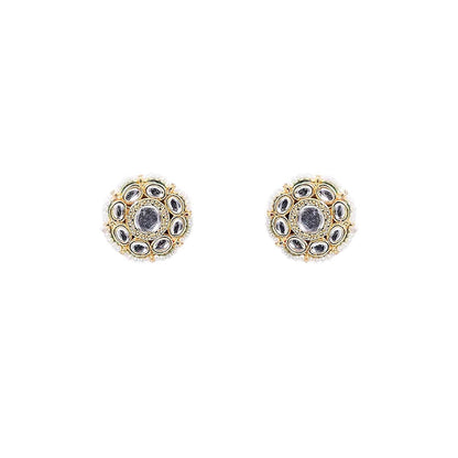 Auraa Trends White Gold-Plated Circular Kundan Choker Jewellery Set with Pearls for Women